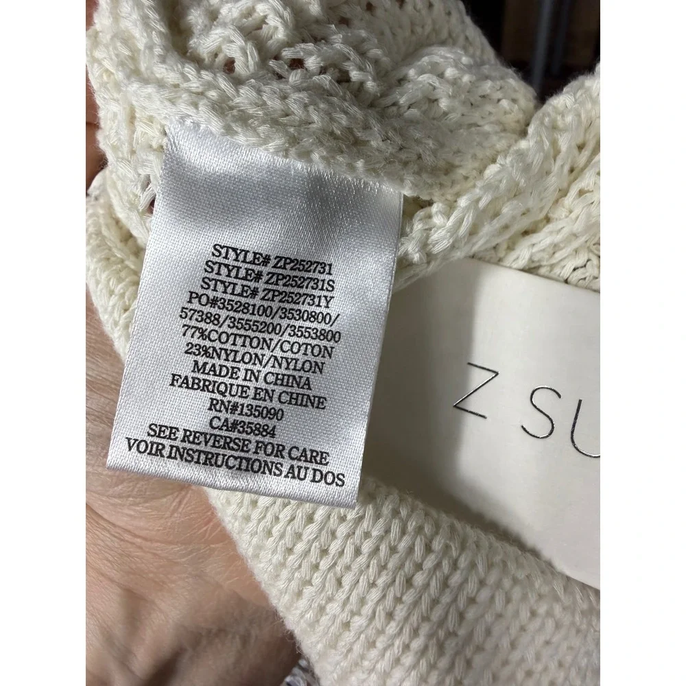 Z Supply Adia Crochet Pant Women Size S Sea Salt Wide Leg Knit Drawstring NEW